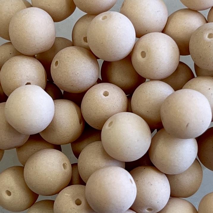Matte Beige 8MM Round Druk Ball