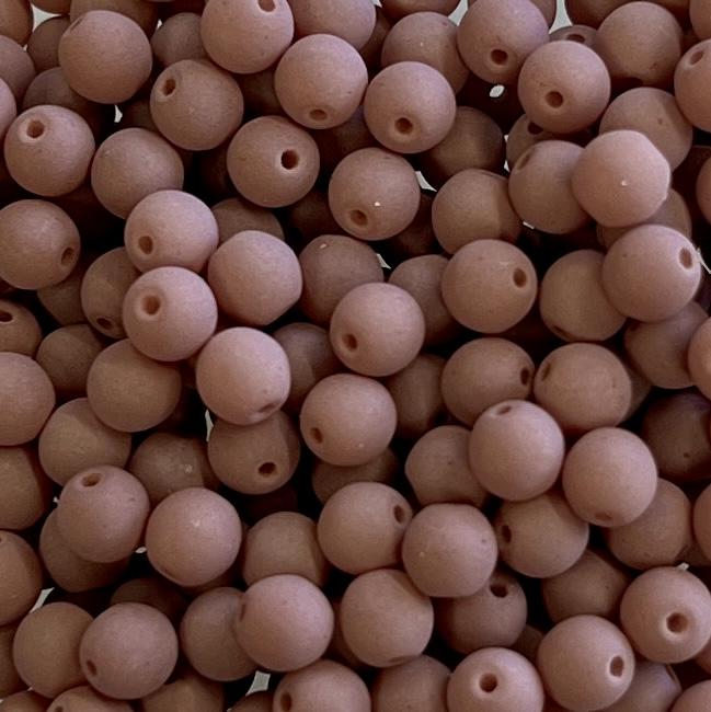 Matte Cinnamon 4MM Round Druk Ball