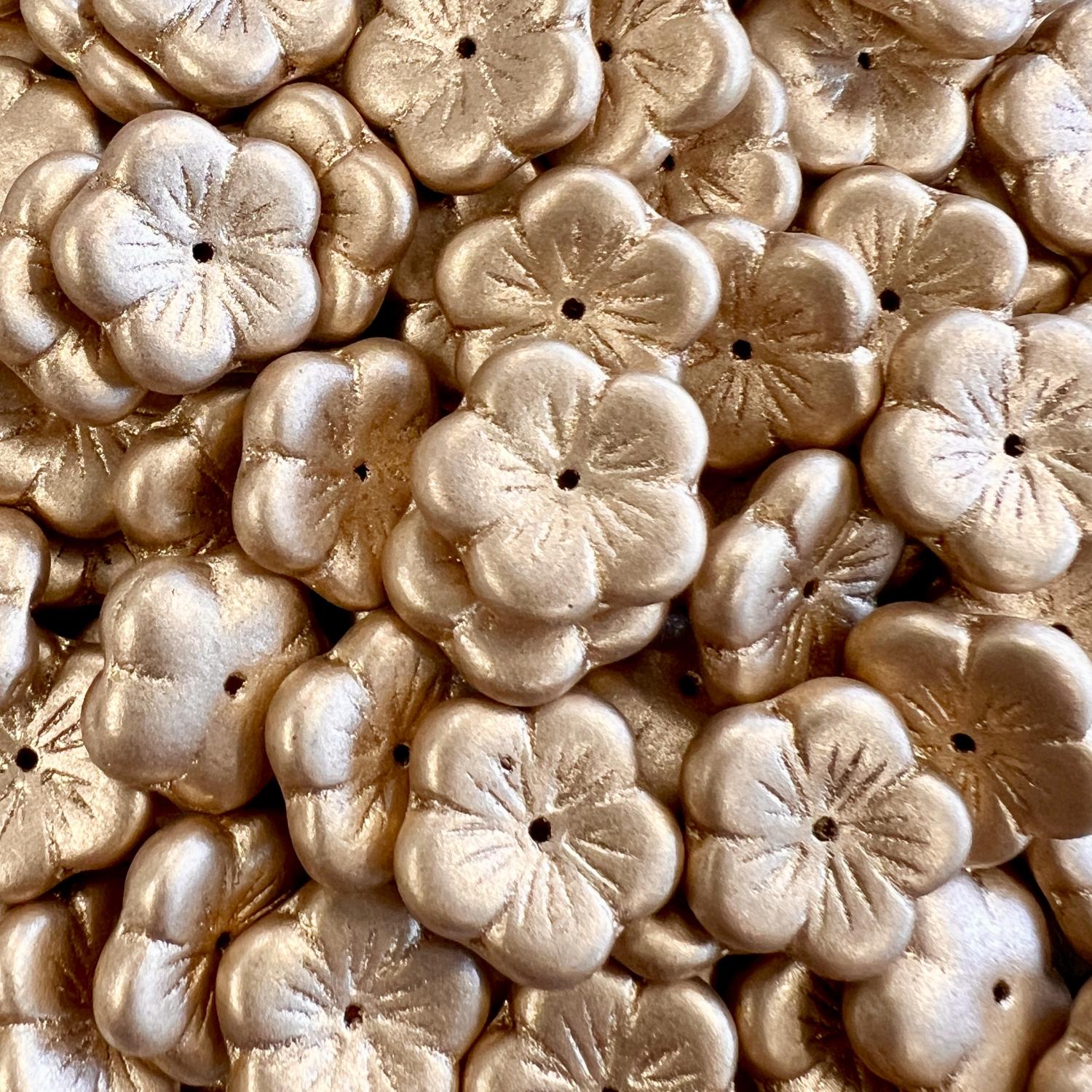 Matte Metallic Gold 14MM Flower Blossom