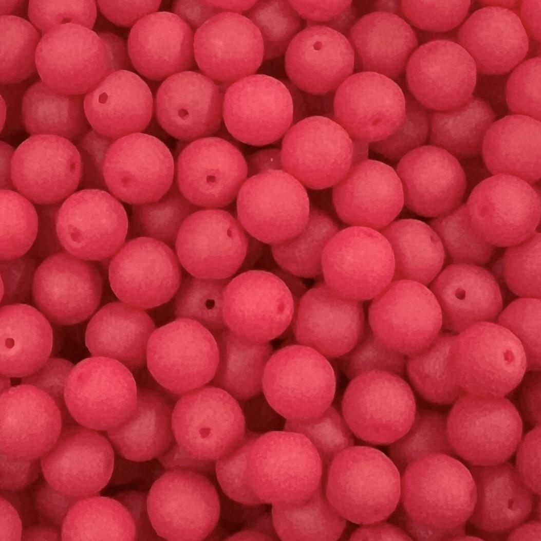 Matte Neon Red 6MM Round Druk Ball