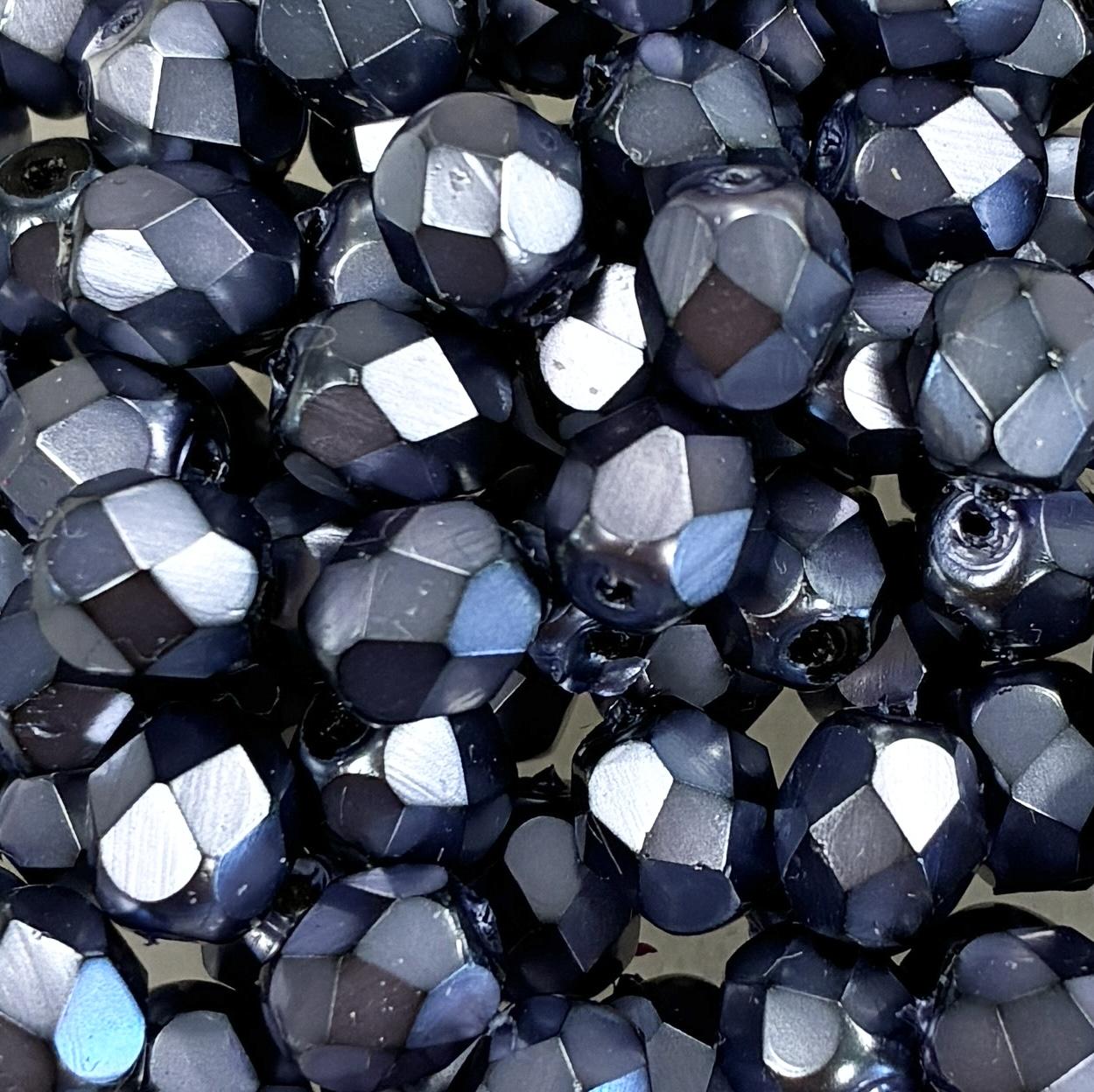 Medium Blue Pearl 6MM Fire Polish Ball