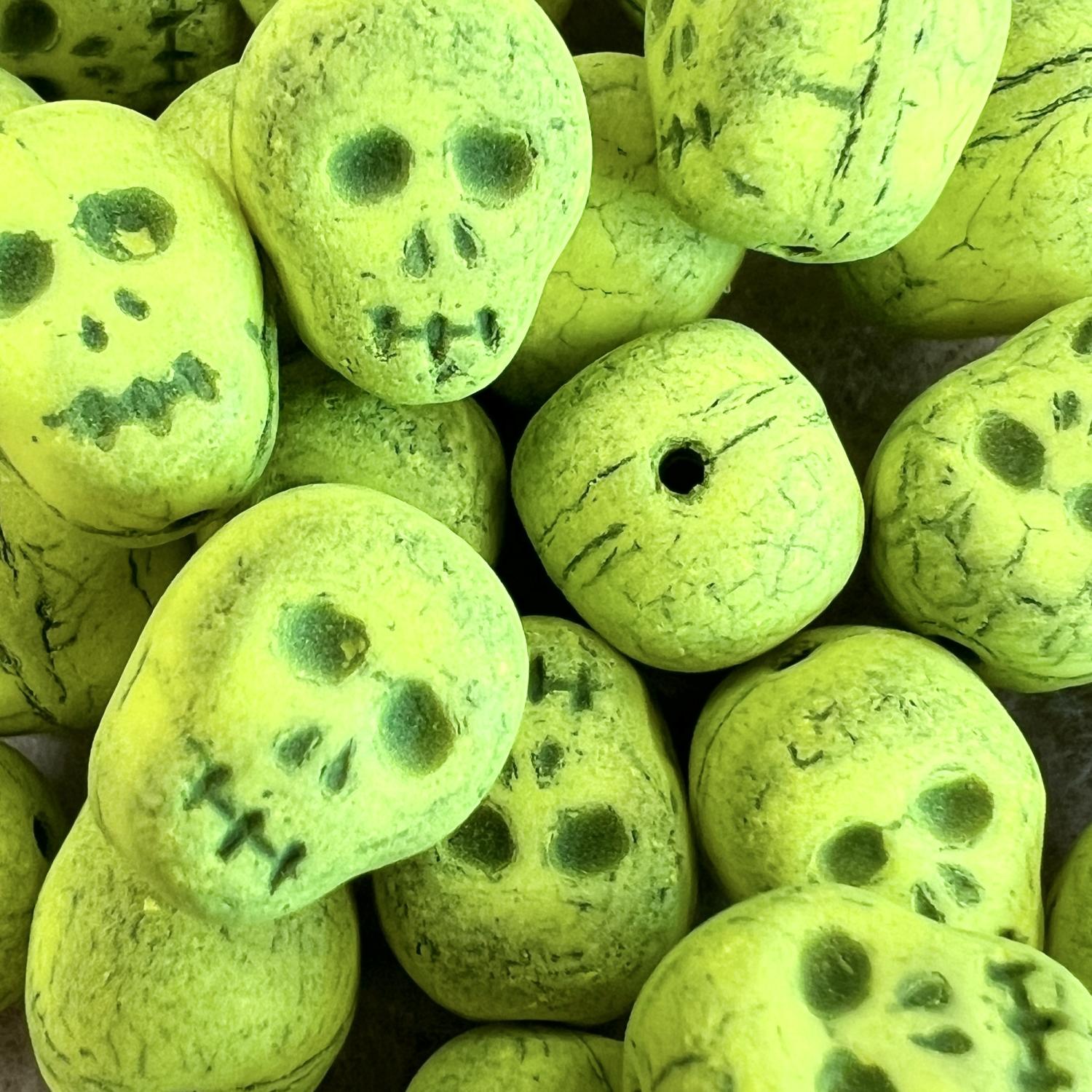 Neon Yellow 12x9MM Skull
