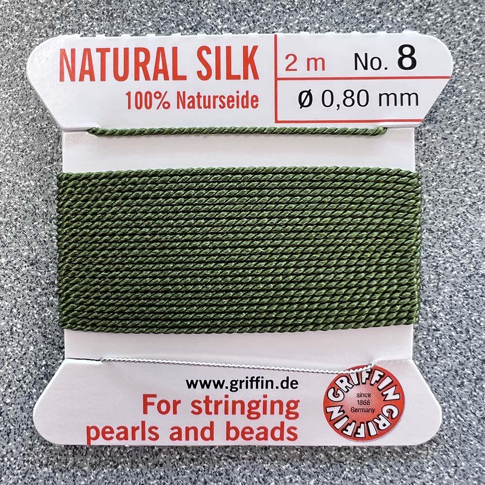 Olive Size 8 (.8MM) Griffin Silk Bead Cord With Flex Needle
