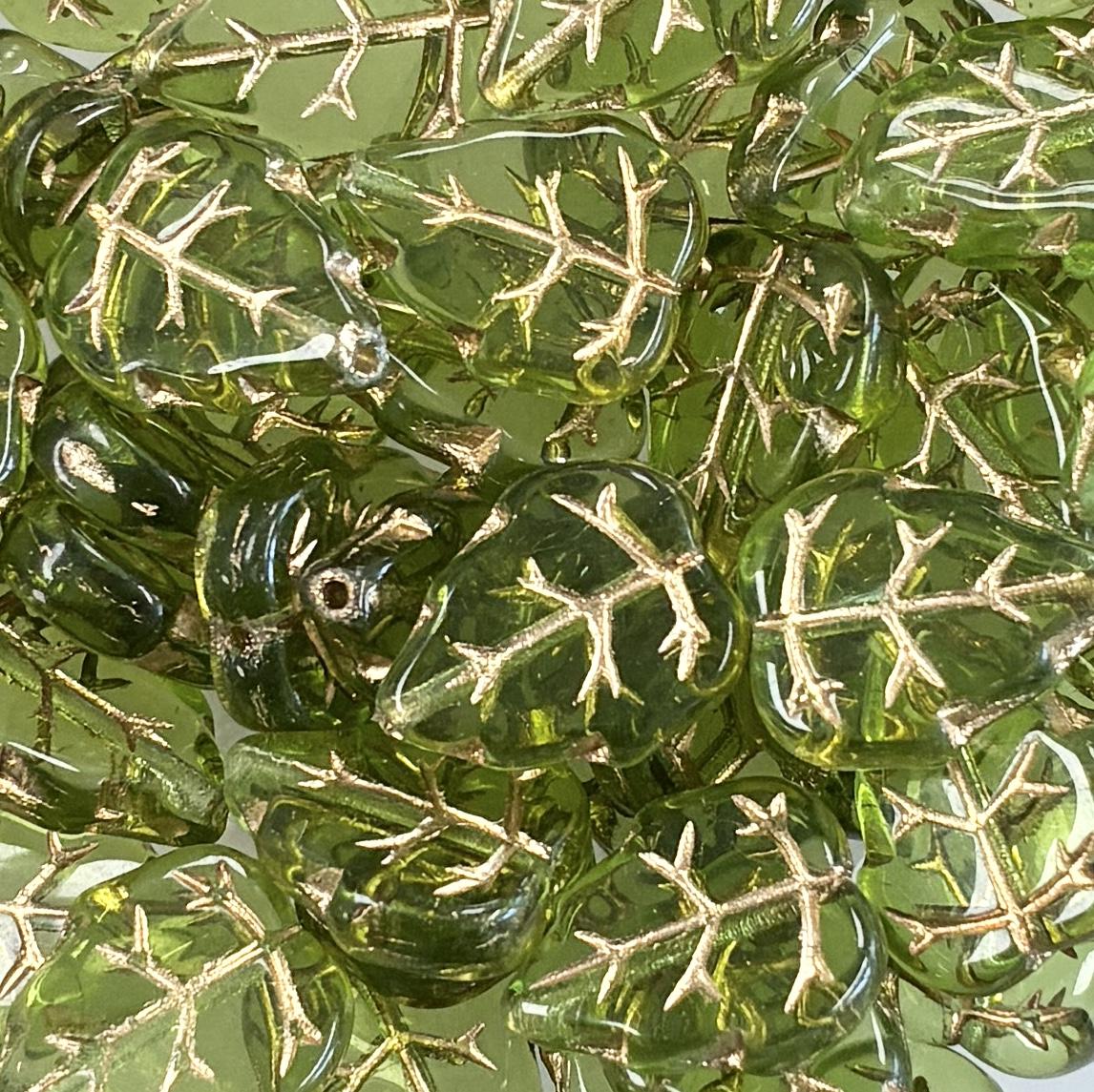 Olive with Gold 15X12MM Leaf