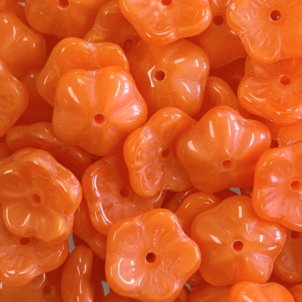 Orange Satin 9X4MM 3-D Flower Blossom