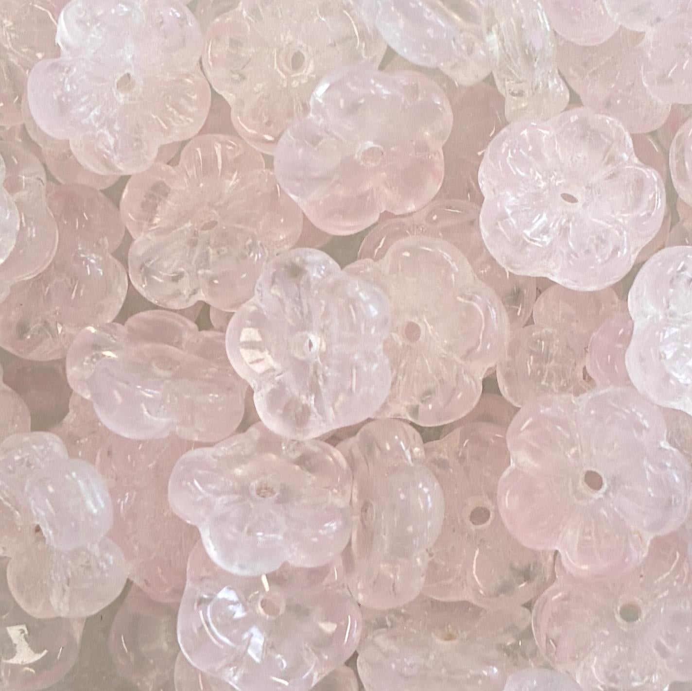 Pale Pink With Crystal 8X3MM Flower Blossom Rondelle