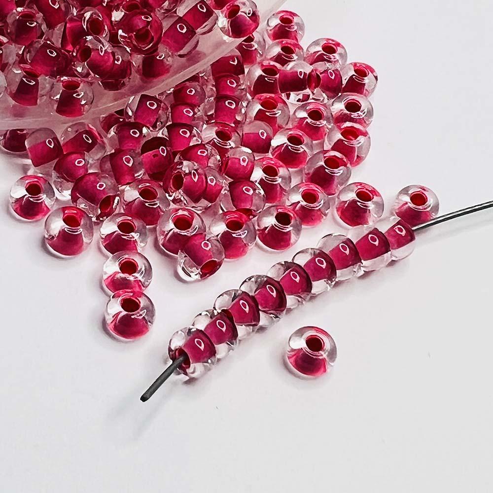 Pink Lined Crystal 6/0 Czech Seed Bead