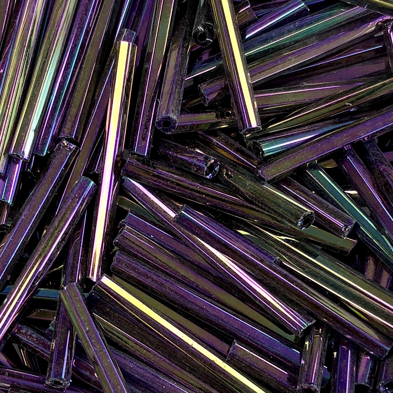 Purple Iris 25x2MM Faceted Bugle