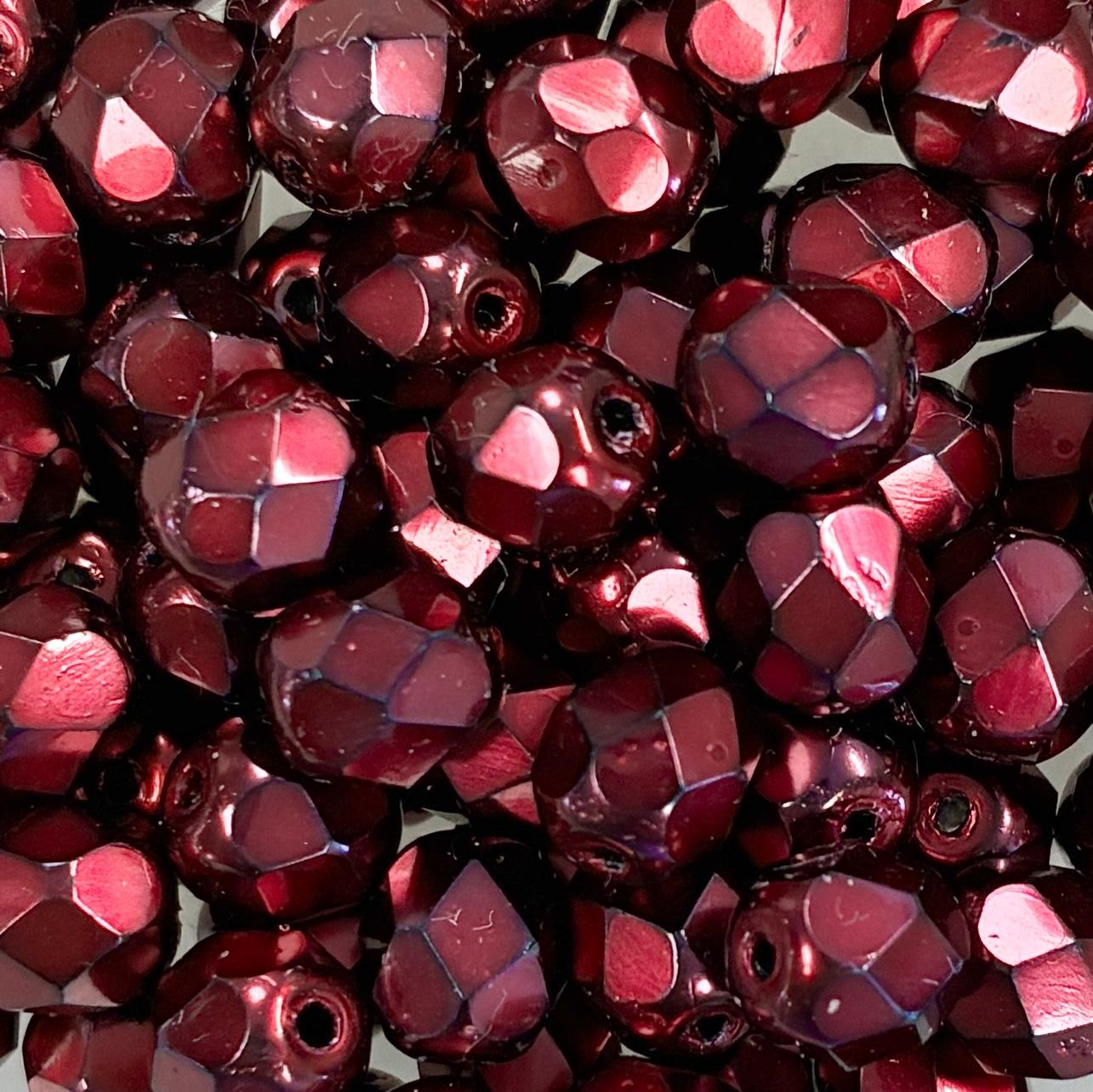 Red Pearl 6MM Fire Polish Ball