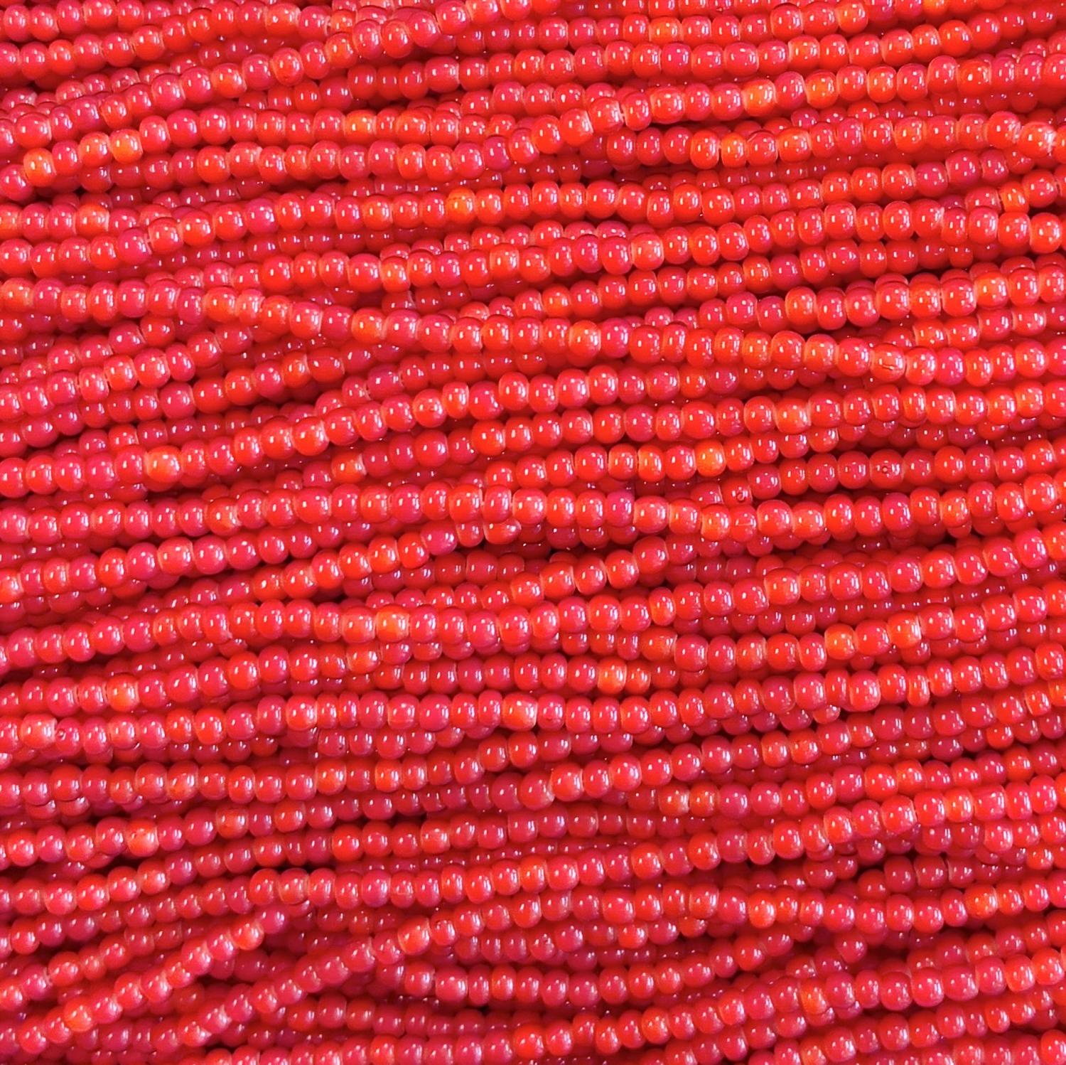 Red White Lined 11/0 Seed Bead