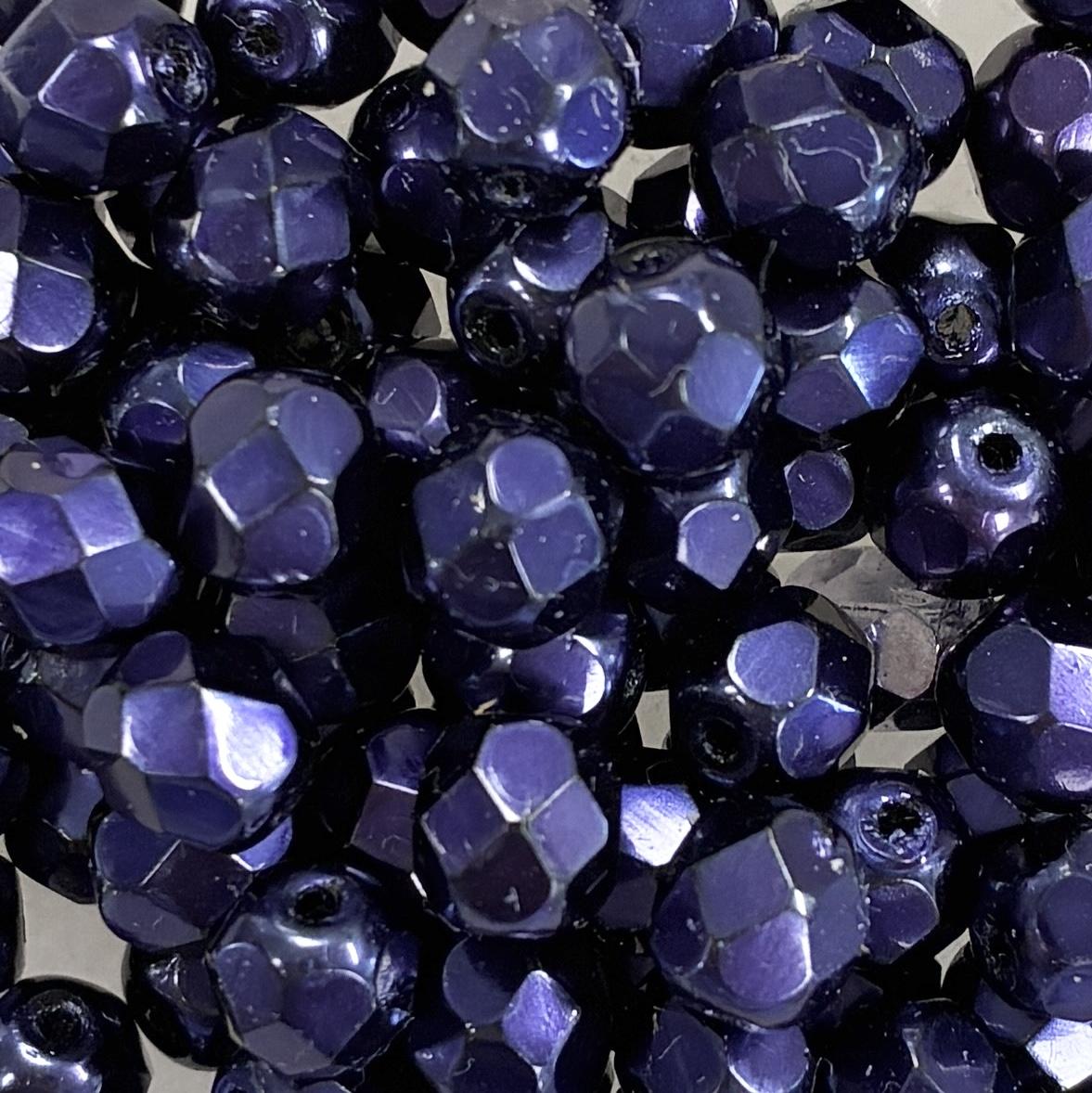 Royal Blue Pearl 6MM Fire Polish Ball