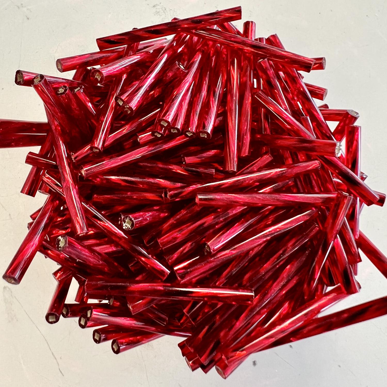 Ruby Silver Lined 25MM Twisted Bugle