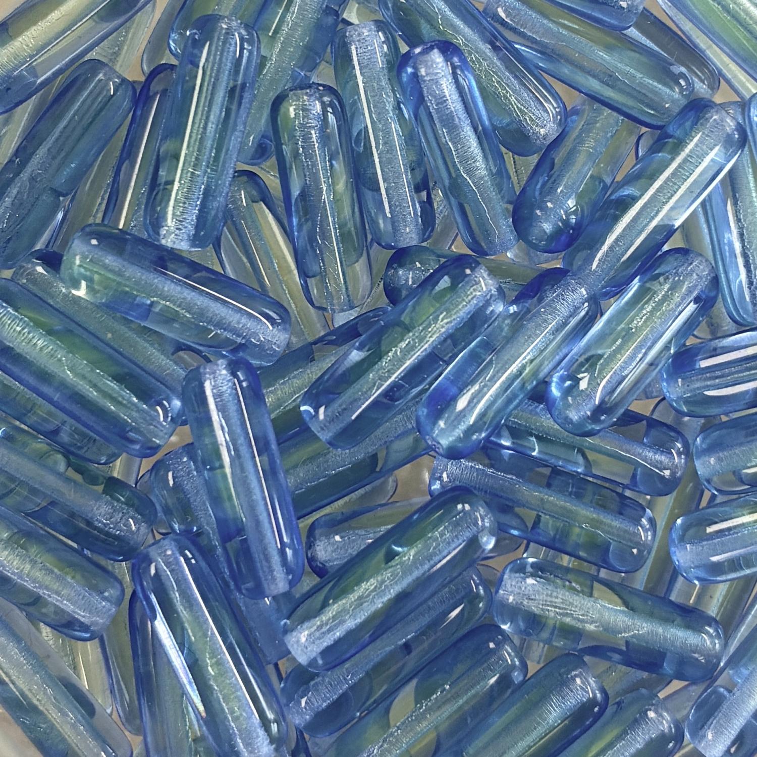 Sapphire With Peridot 14x4MM Cylinder Tube