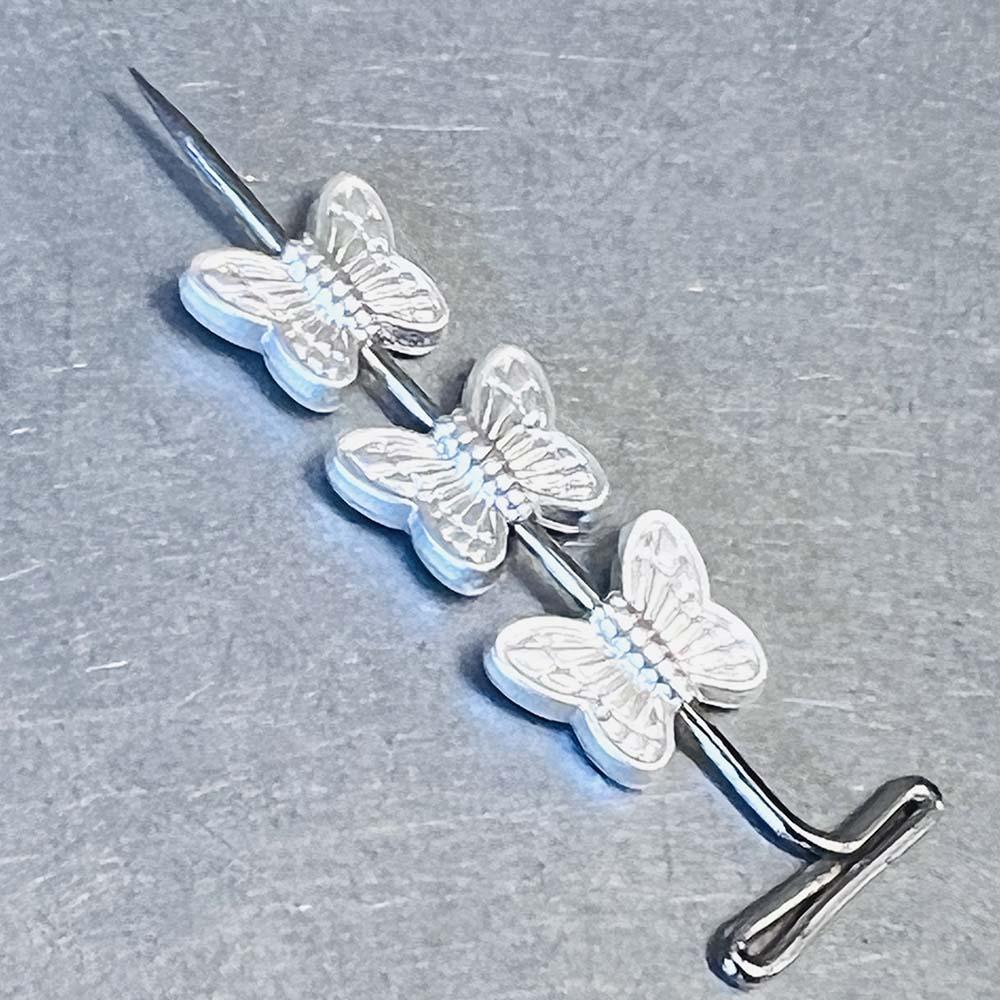 Satin Silver Plate 11X9MM Butterfly Bead