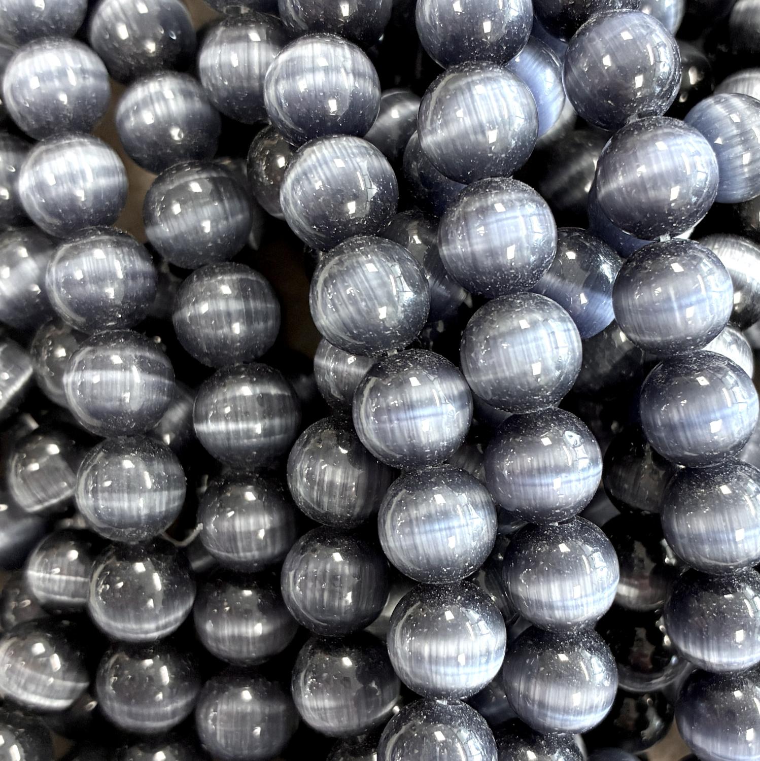 Silver Black 8MM Cat Eye Ball