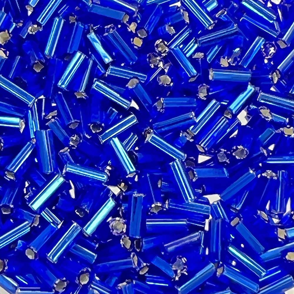 Silver Lined Sapphire Size 2 4.5x2MM Bugle Bead