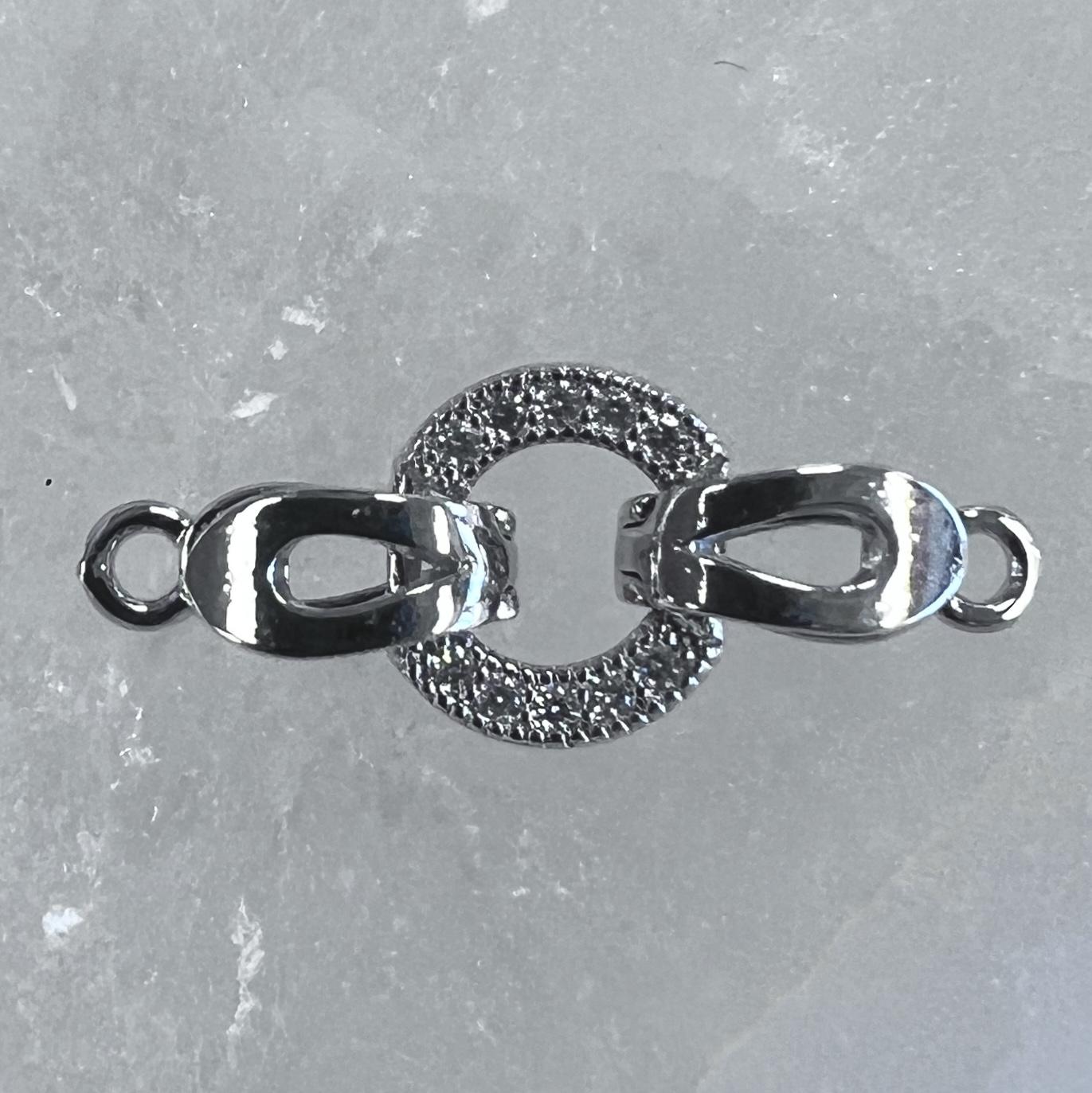 Silver Plate 25.5MM Rhinestone Foldover Clasp