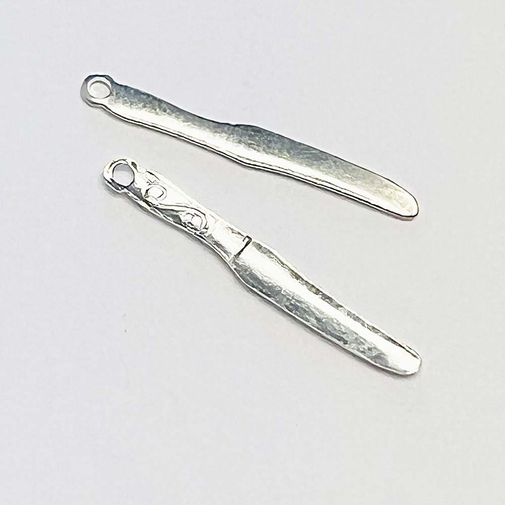 Silver Plate 32x4MM Kife Pendant Charm