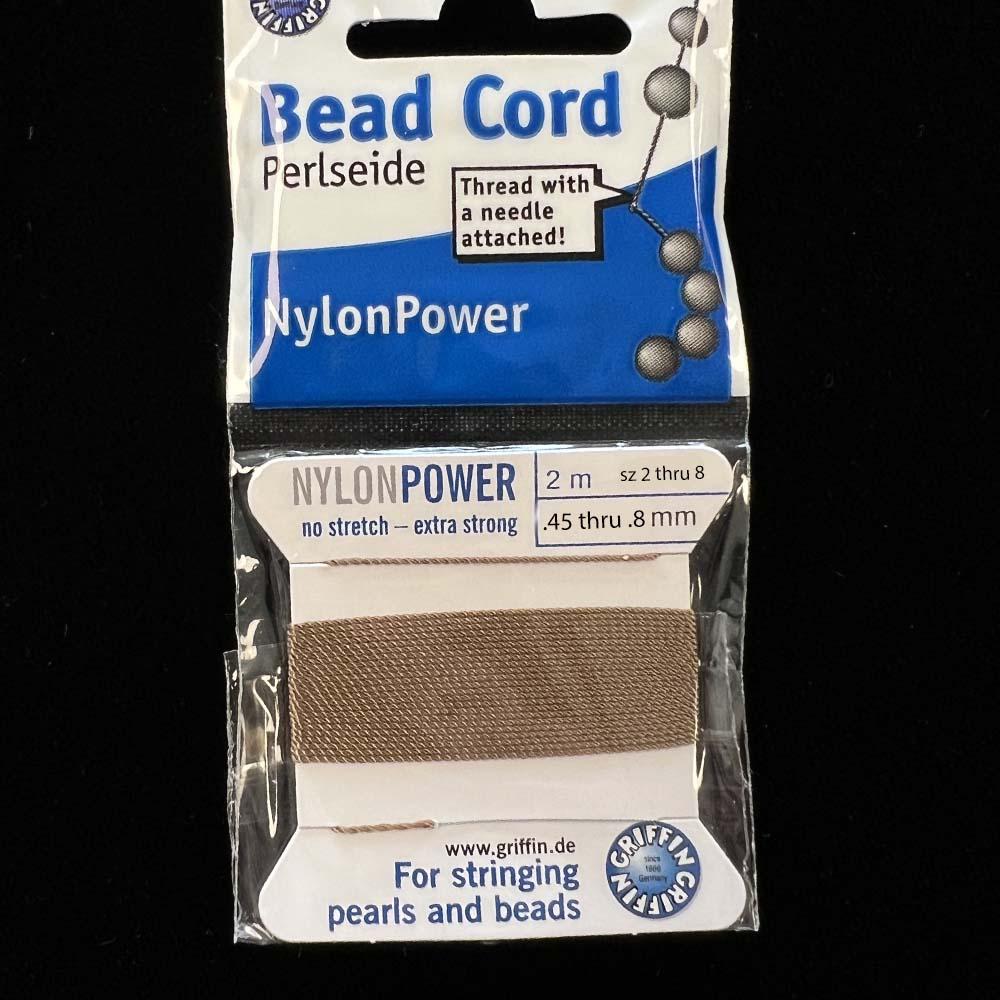 Size 4 Beige Griffin Nylon Bead Cord With Flex Needle