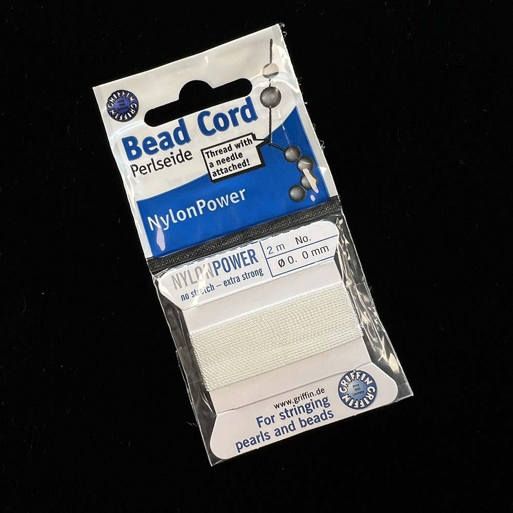 Size 6 White Griffin Nylon Bead Cord With Flex Needle