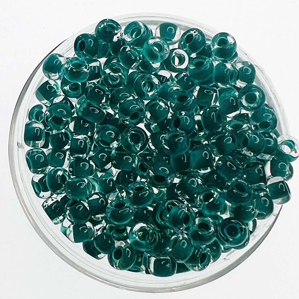 Teal Lined Crystal Czech 8/0 Seed Bead