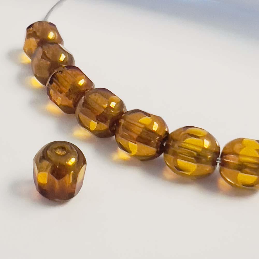 Topaz 6MM Cathedral Bead With Gold Ends