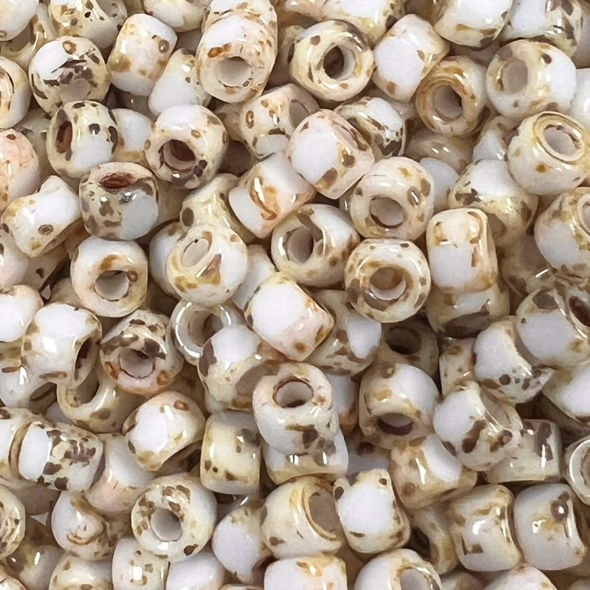 White Picasso 6/0 Cut Matubo Seed Bead