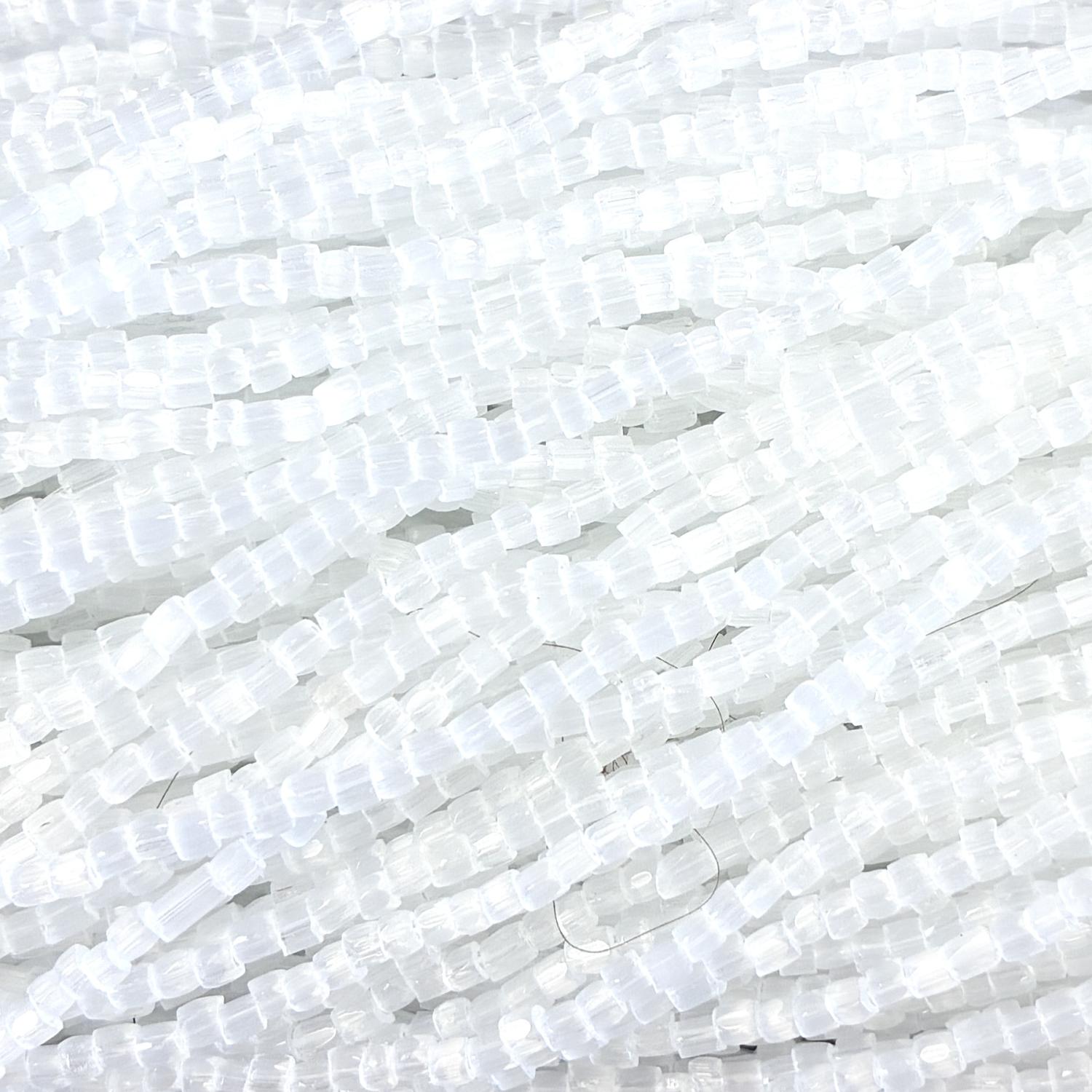 White Satin 9/0 3 Cut Seed Bead