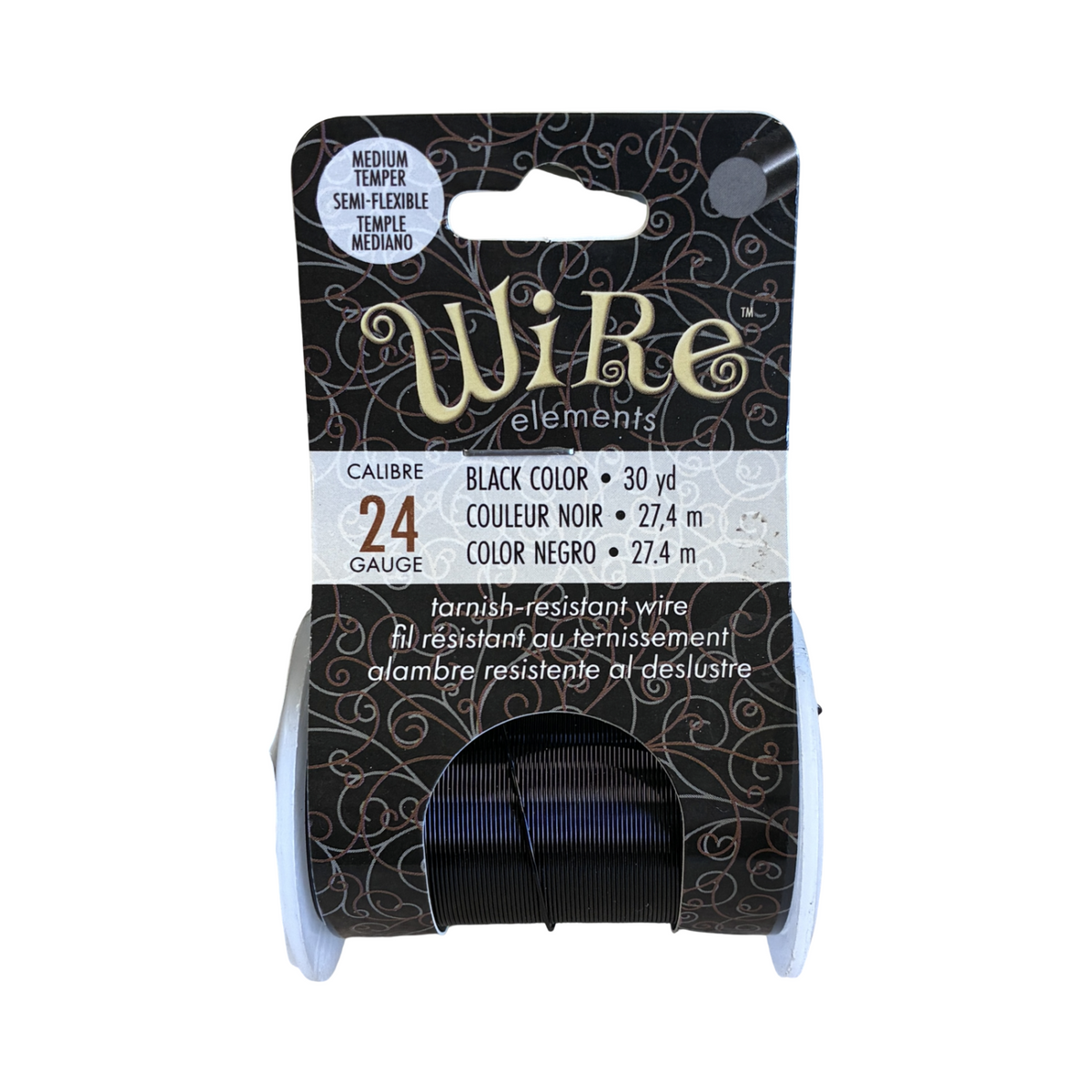 Wire Elements Black 24 Gauge Medium Temper Tarnish Resistant Wire 30 yards