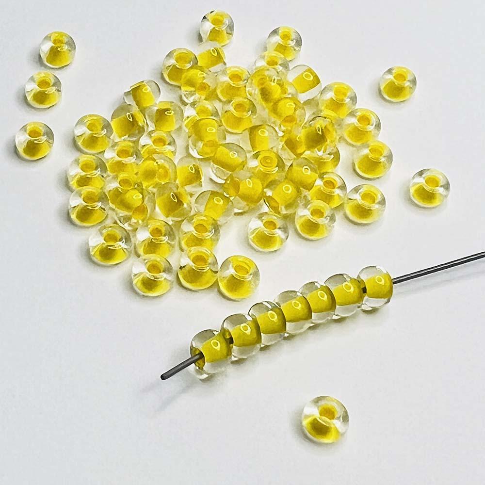 Yellow Lined Crystal 6/0 Czech Seed Bead