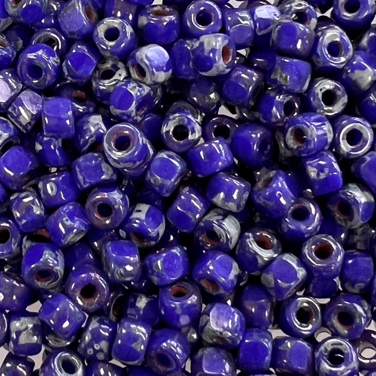 Royal Blue Picasso 6/0 Cut Matubo Seed Bead