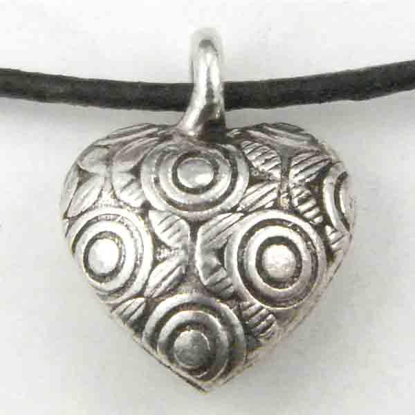 Antique Sterling Silver Heart with Floral Detail 15x12MM