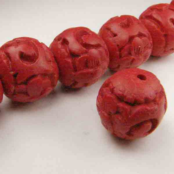 12MM Red Carved Cinnabar Ball