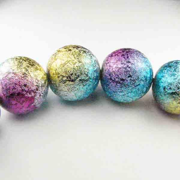 14MM Multi Color/Silver Foil over Plastic Ball Bead