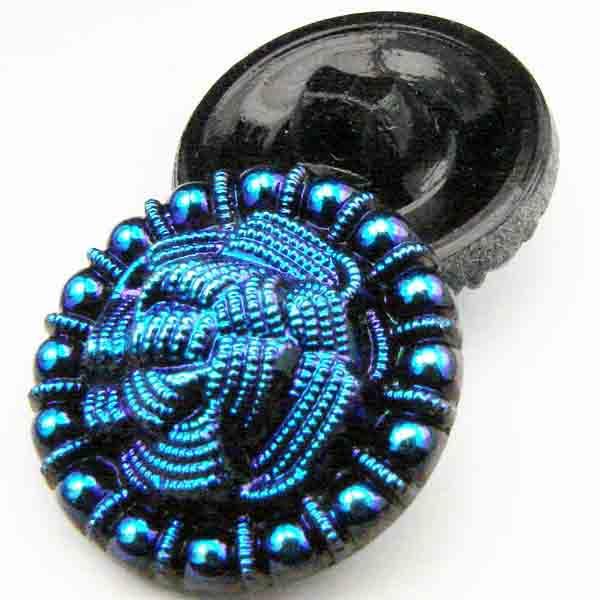 22mm Intense Blue Iris Ruffled Button