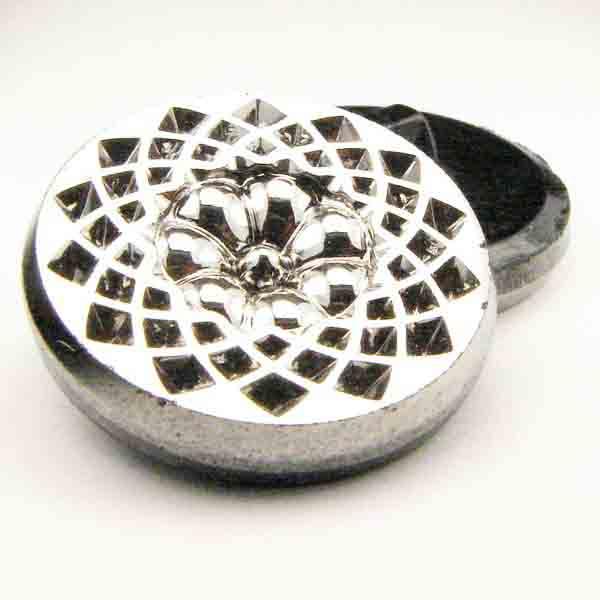 23MM Silver Finish Glass Button