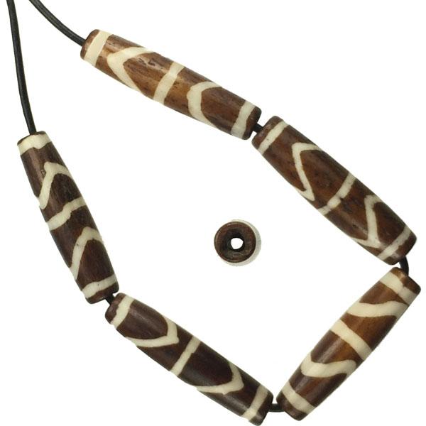 24x6MM Brown And White Bone Hairpipe With 1.5MM Large Hole
