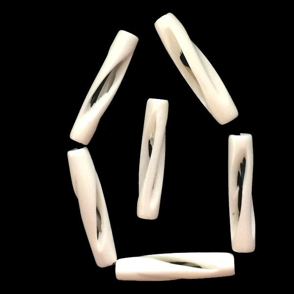24x6MM Openwork White Bone Hairpipe With 1.5MM Large Hole