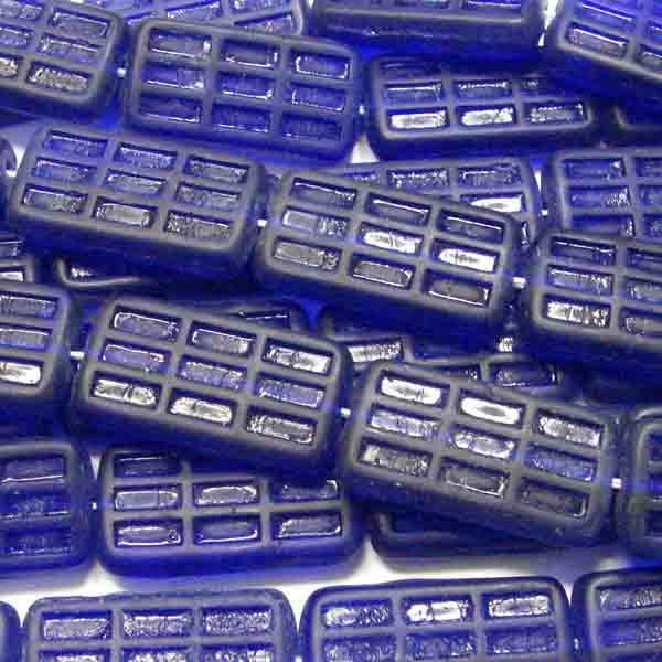 25x15MM Matte Cobalt Rectagle With Glossy Waffle Like Impression