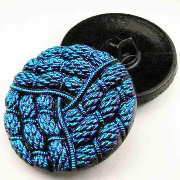 27mm Glass Button With Shifting Color Rope Detail
