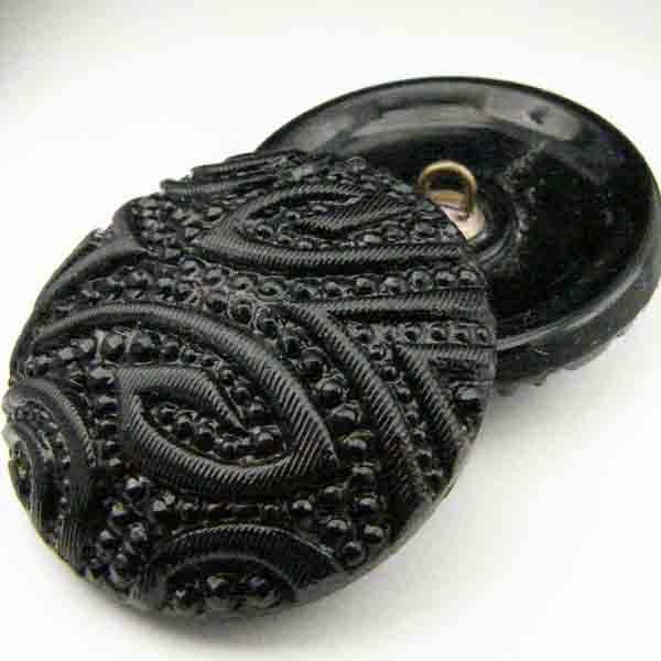 27mm Jet Glass Marcasite Look