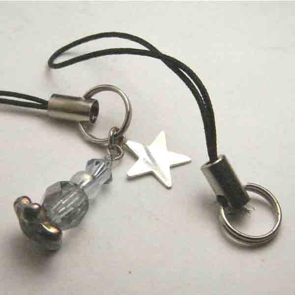 45x7MM Black Cord With Silver Hardware Cellphone Charm Connector