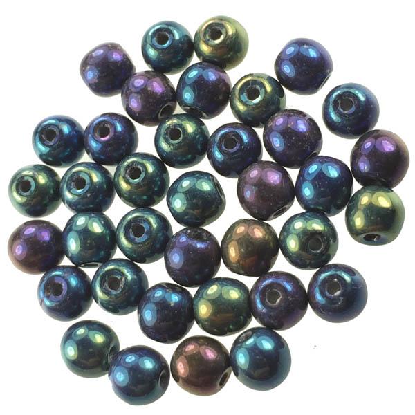 4MM Blue Iris Round Druk Ball