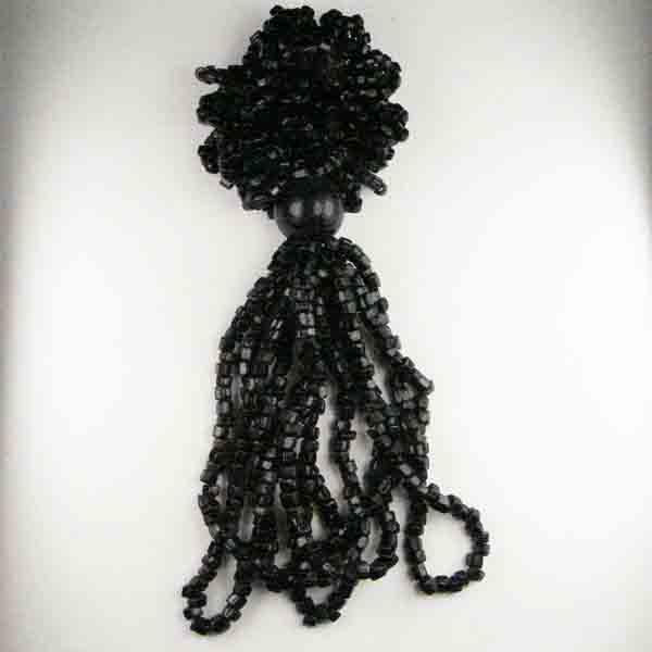 4 inch Jet Looped Seed Bead Tassel