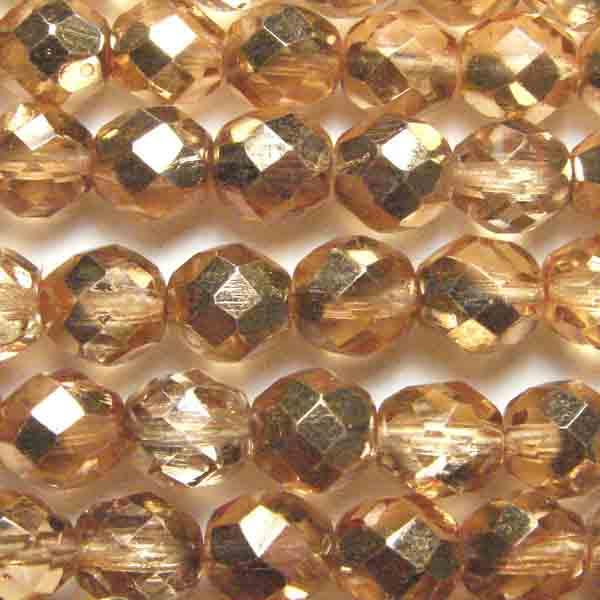 6MM Crystal With Metallic Gold
