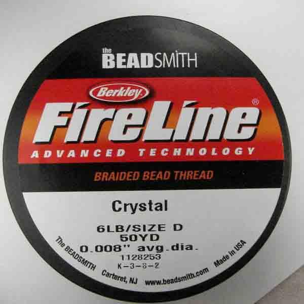 6lb/Size D Crystal Berkley Fireline Braided Bead Thread 50yd