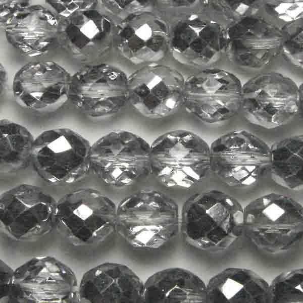 8MM Crystal With Half Silver Fire Polish Ball