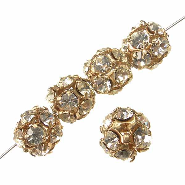 8MM Gold with Crystal Swarovski Rhinestone Bead