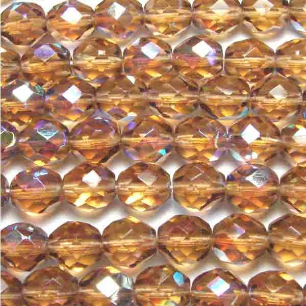 8MM Smoked Topaz Ab Fire Polish