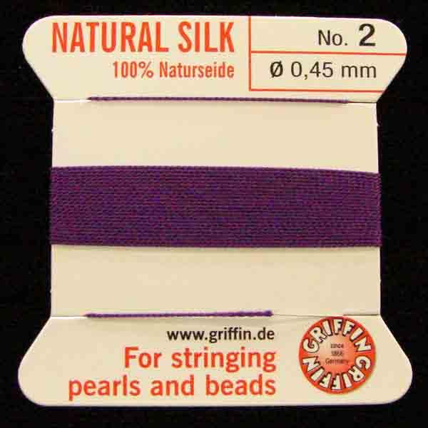 Amethyst Size 2 (.45mm) Griffin Silk Cord With Flex Needle